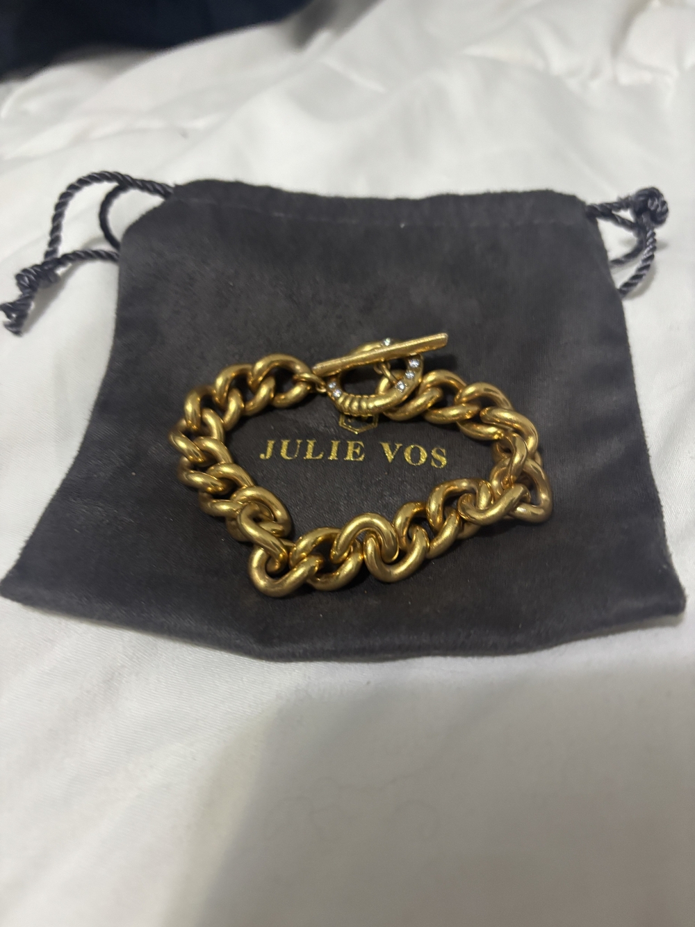 Julie Vos Gold Chunky Chain Toggle Bracelet